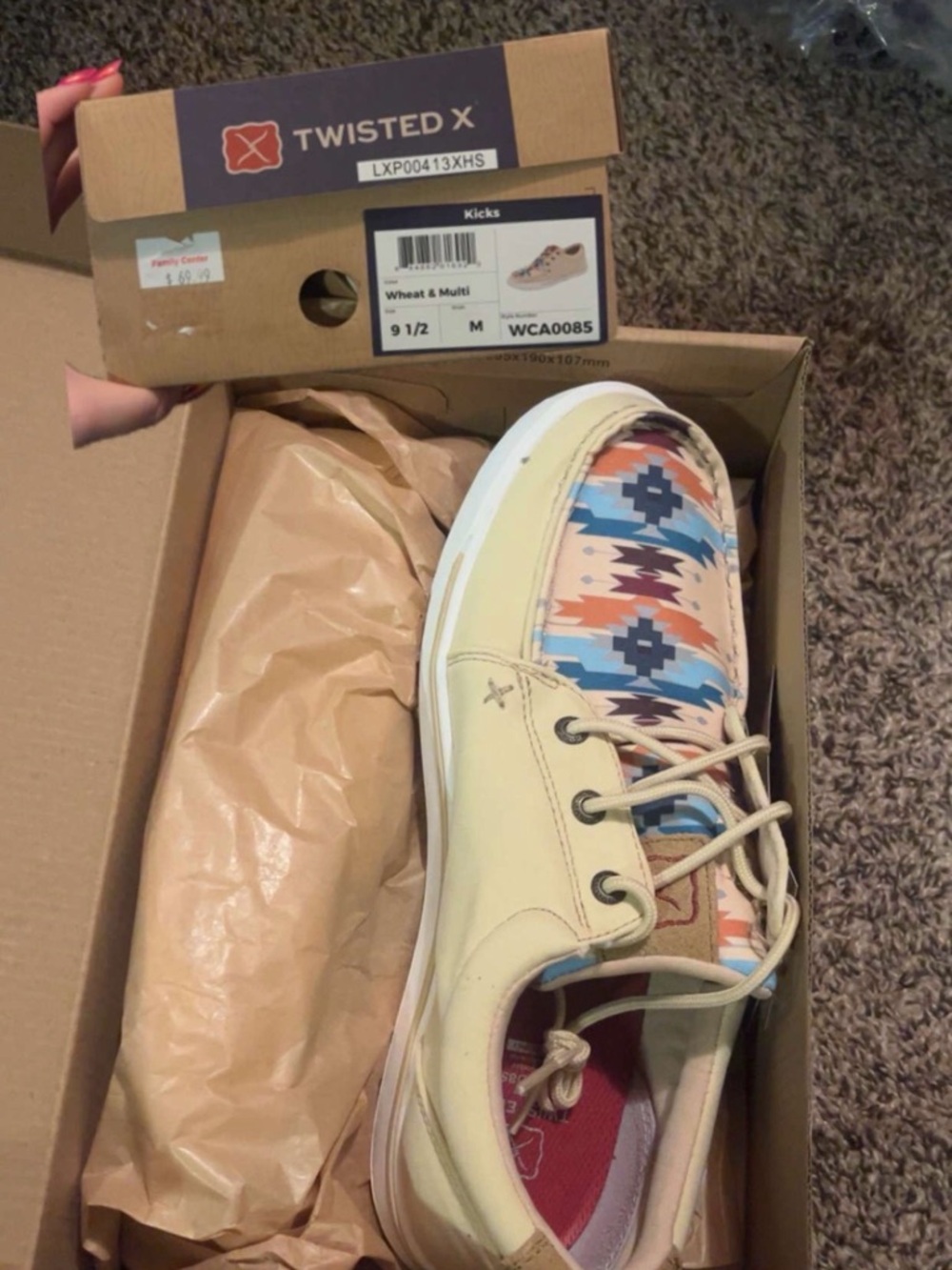 Twisted X Wheat with Blue & Orange Aztec Slip-On Sneaker